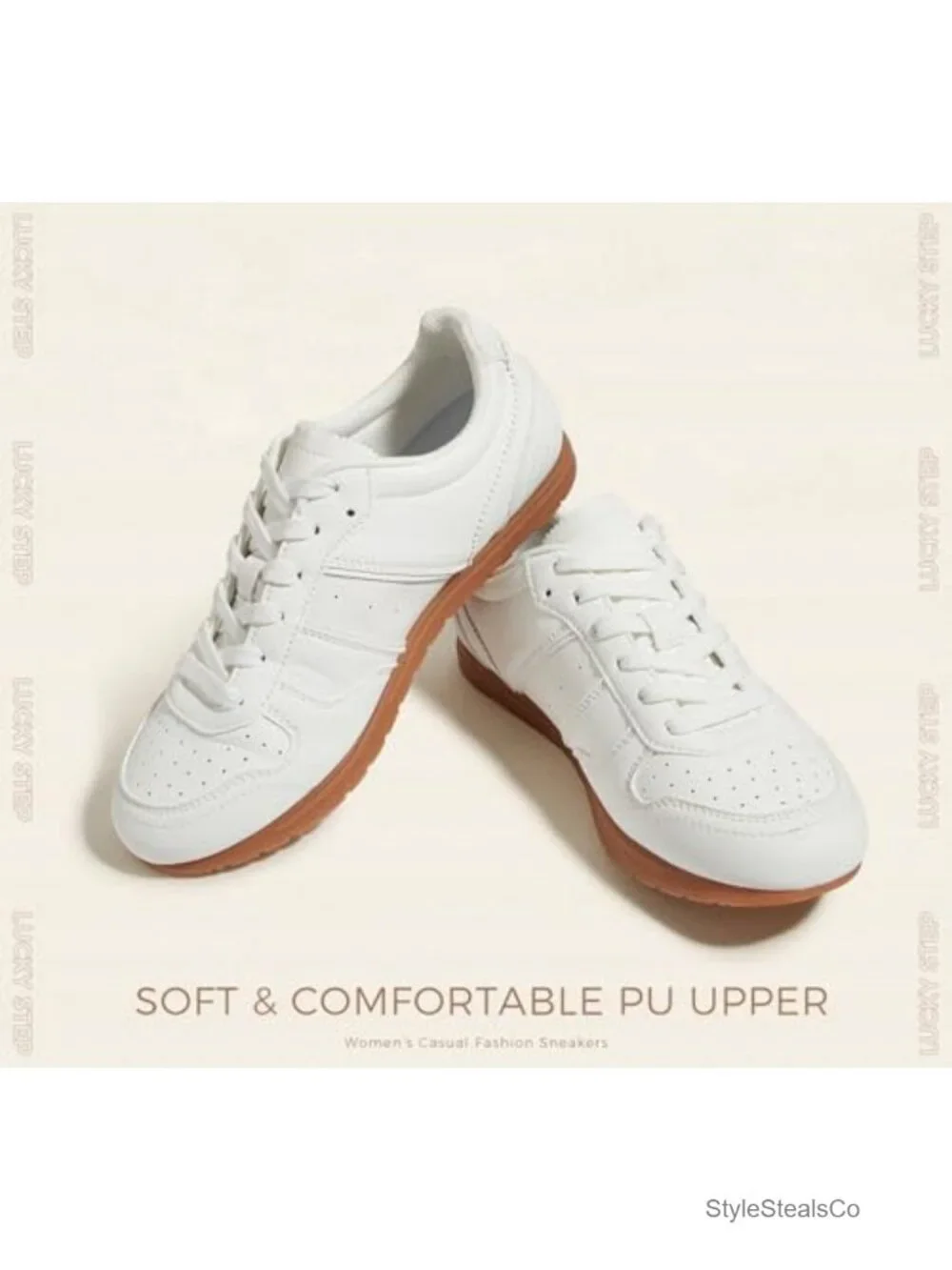 Women's Casual Fashion Sneakers Retro Lace Up Low Profile PU Walking Shoes